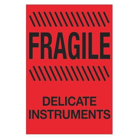 Tape Logic Tape Logic Labels, "Fragile - Delicate Instruments", 4" x 6", Fluorescent Red, 500/Roll DL1189