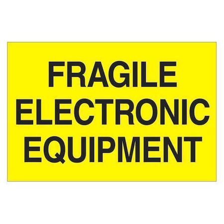 Tape Logic Tape Logic Labels, "Fragile - Electronic Equipment", 2" x 3", Fluorescent Yellow, 500/Roll DL1193