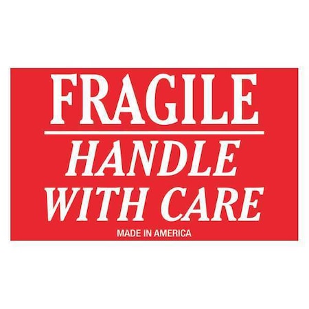 Tape Logic Tape Logic Labels, "Fragile - Handle With Care", 3" x 4", Red/White, 500/Roll SCL502R