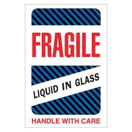 Tape Logic Tape Logic Labels, "Fragile - Liquid in Glass", 4" x 6", Multiple, 500/Roll DL1590