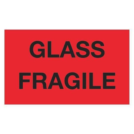 Tape Logic Tape Logic Labels, "Glass - Fragile", 3" x 5", Fluorescent Red, 500/Roll DL1201