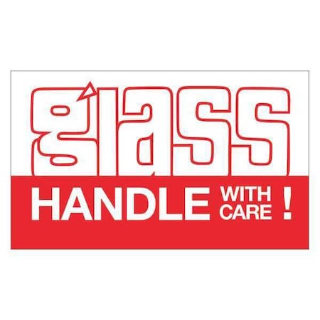 Tape Logic Tape Logic Labels, "Glass - Handle With Care", 3" x 5", Red/White, 500/Roll DL1170