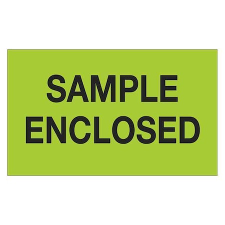 Tape Logic Tape Logic Labels, "Sample Enclosed", 3" x 5", Fluorescent Green, 500/Roll DL1214