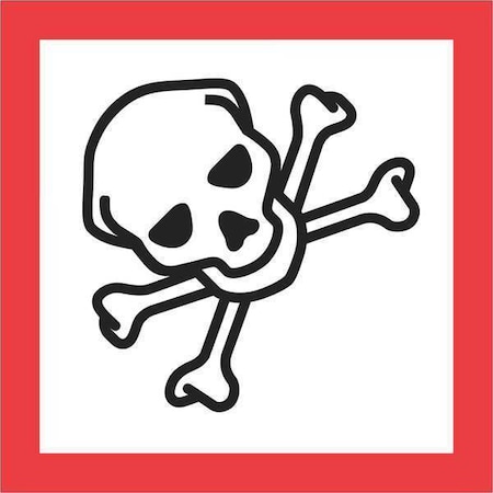 Tape Logic Tape Logic Pictogram Labels, "Skull and Crossbones, 2" x 2", Red/White/Black, 500/Roll DL4248