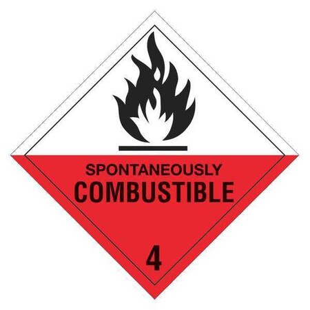 Tape Logic Tape Logic Labels, "Spontaneously Combustible - 4", 4" x 4", Red/White/Black, 500/Roll DL5140