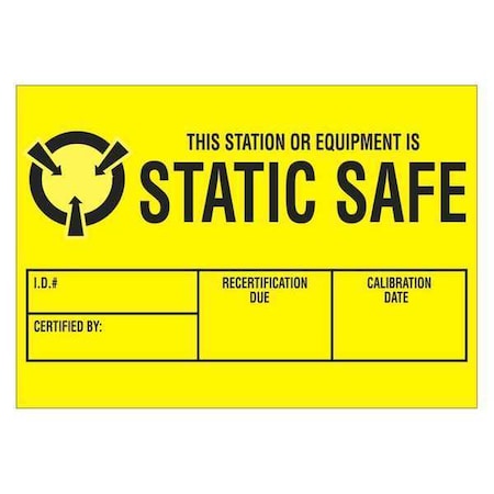 Tape Logic Tape Logic Labels, "Static Safe", 1 3/4" x 3", Black/Yellow, 500/Roll DL9070
