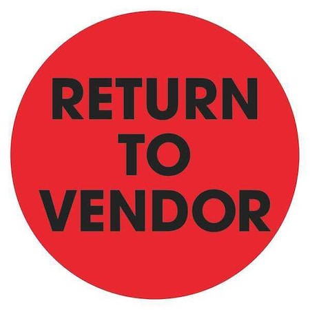 Tape Logic Tape Logic Labels, "Return To Vendor", 2" Circle, Fluorescent Red, 500/Roll DL1268