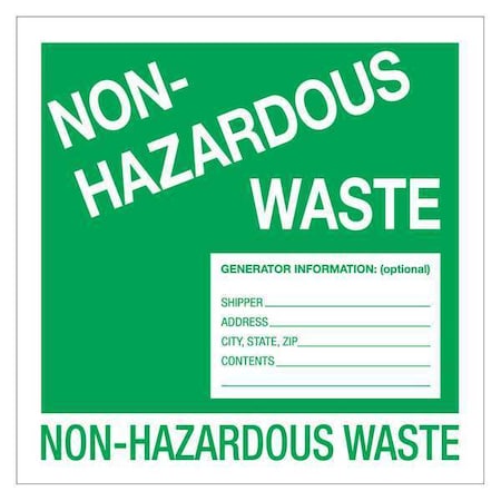 Tape Logic Tape Logic Labels, "Non-Hazardous Waste", 6" x 6", Green/White, 500/Roll DL1302
