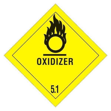 Tape Logic Tape Logic Labels, "Oxidizer - 5.1", 4" x 4", Black/Yellow, 500/Roll DL5160