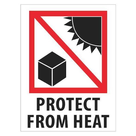 Tape Logic Tape Logic Labels, "Protect from Heat", 3" x 4", Red/White/Black, 500/Roll IPM304