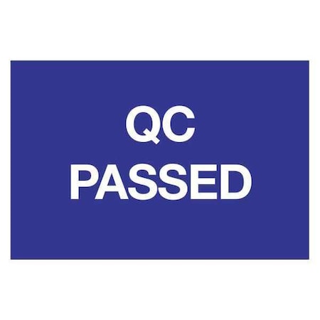 Tape Logic Tape Logic Labels, "QC Passed", 2" x 3", Blue/White, 500/Roll DL1143