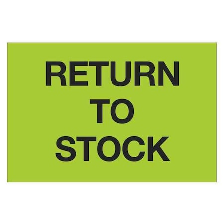 Tape Logic Tape Logic Labels, "Return To Stock", 2" x 3", Fluorescent Green, 500/Roll DL1151