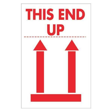Tape Logic Tape Logic Labels, "This End Up", 2" x 3", Red/White, 500/Roll DL5154