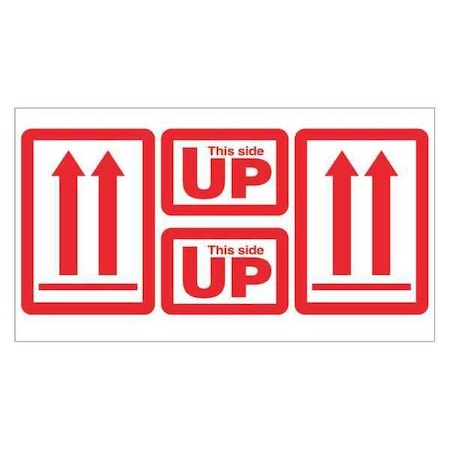Tape Logic Tape Logic Labels, "This Side Up", Arrow, 5" x 9", Red/White, 500/Roll DL1890