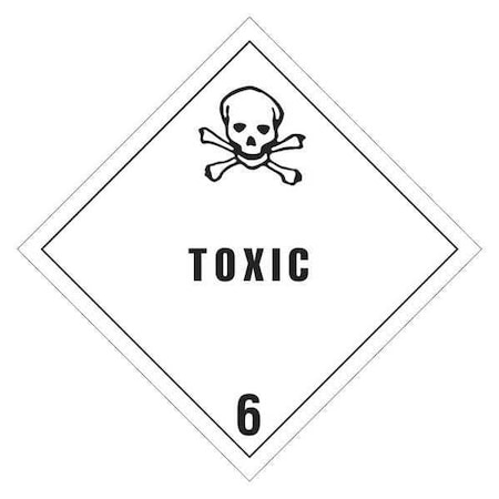 Tape Logic Tape Logic Labels, "Toxic - 6", 4" x 4", Black/White, 500/Roll DL5181