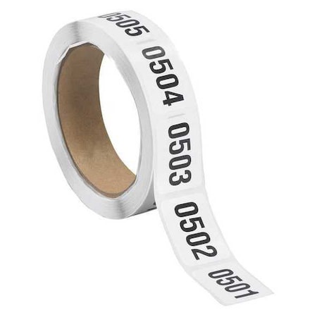 Tape Logic Tape Logic Consecutive Numbered Labels, "(0501-1000)", 1" x 1 1/2", Black/White, 500/Roll DL1242