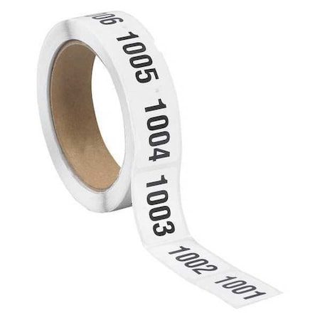 Tape Logic Tape Logic Consecutive Numbered Labels, "(1001-1500)", 1" x 1 1/2", Black/White, 500/Roll DL1243