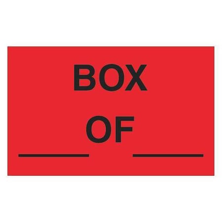 Tape Logic Tape Logic Labels, "Box _ Of _", 1 1/4" x 2", Fluorescent Red, 500/Roll DL1158