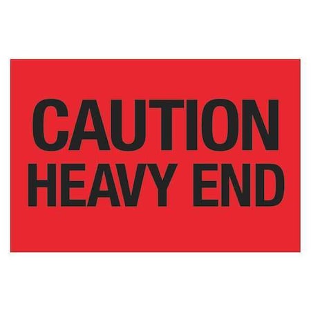 Tape Logic Tape Logic Labels, "Caution Heavy End", 2" x 3", Fluorescent Red, 500/Roll DL1073