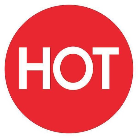 Tape Logic Tape Logic Labels, "Circle "Hot" (High Gloss), 2", Red/White, 500/Roll DL1084