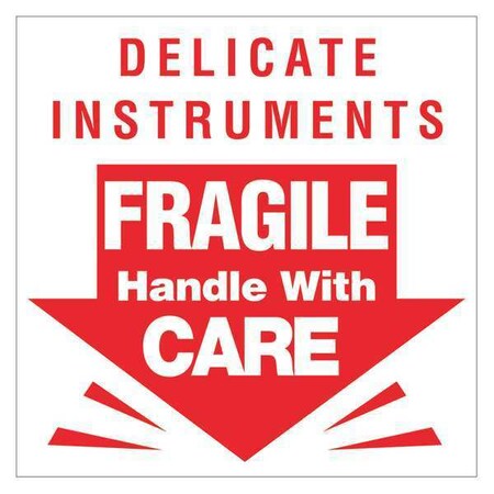Tape Logic Tape Logic Labels, "Delicate Instruments - Fragile", 3" x 3", Red/White, 500/Roll DL1080