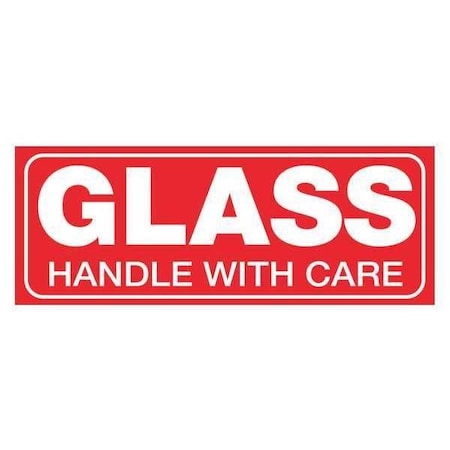 Tape Logic Tape Logic Labels, "Glass - Handle With Care", 1 1/2" x 4", Red/White, 500/Roll SCL204R