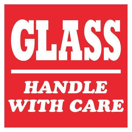 Tape Logic Tape Logic Labels, "Glass - Handle with Care", 3" x 4", Red/White, 500/Roll SCL507R