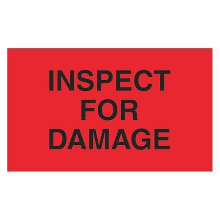 Tape Logic Tape Logic Labels, "Inspect For Damage", 3" x 5", Fluorescent Red, 500/Roll DL3641