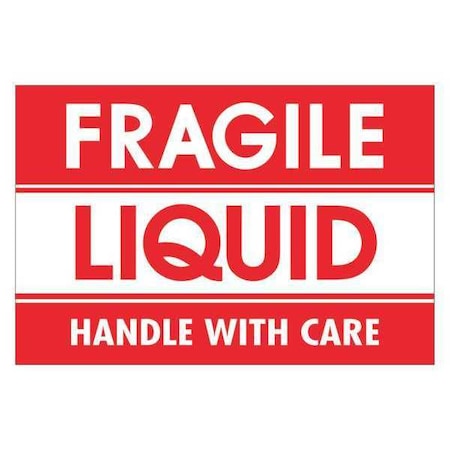 Tape Logic Tape Logic Labels, "Fragile - Liquid - Handle With Care, 2" x 3", Red/White, 500/Roll DL2165