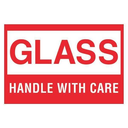 Tape Logic Tape Logic Labels, "Glass - Handle With Care, 2" x 3", Red/White, 500/Roll DL1065