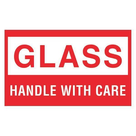 Tape Logic Tape Logic Labels, "Glass - Handle With Care, 3" x 5", Red/White, 500/Roll DL1060