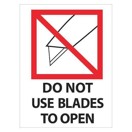 Tape Logic Tape Logic Labels, "Do Not Use Blades to Open", 3" x 4", Red/White/Black, 500/Roll IPM325
