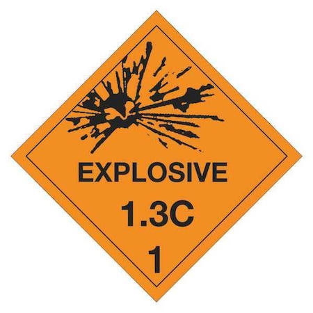 Tape Logic Tape Logic Labels, "Explosive - 1.3C - 1", 4" x 4", Orange/Black, 500/Roll DL5060