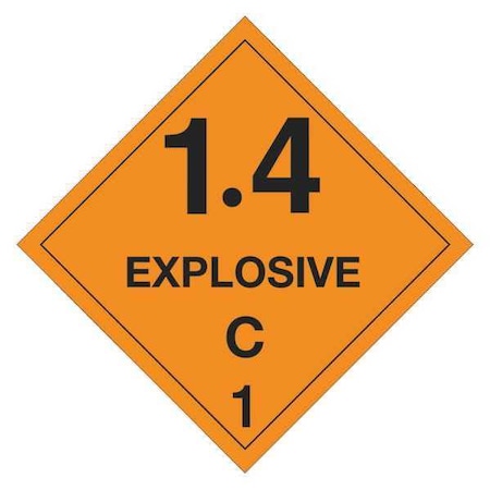 Tape Logic Tape Logic Labels, "Explosive - 1.4C - 1, 4" x 4", Orange/Black, 500/Roll DL5031