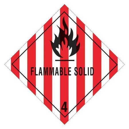 Tape Logic Tape Logic Labels, "Flammable Solid - 4", 4" x 4", Red/White/Black, 500/Roll DL5130