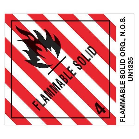 Tape Logic Tape Logic Labels, "Flammable Solids, N.O.S.", 4" x 4 3/4", Red/White/Black, 500/Roll DL513P1