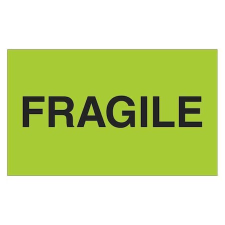 Tape Logic Tape Logic Labels, "Fragile", 3" x 5", Fluorescent Green, 500/Roll DL2421