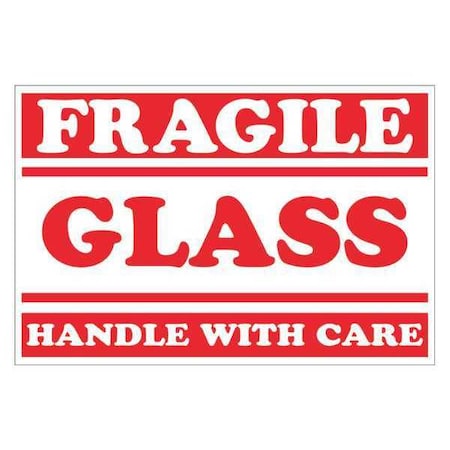 Tape Logic Tape Logic Labels, "Fragile - Glass - Handle With Care, 2" x 3", Red/White, 500/Roll DL1058