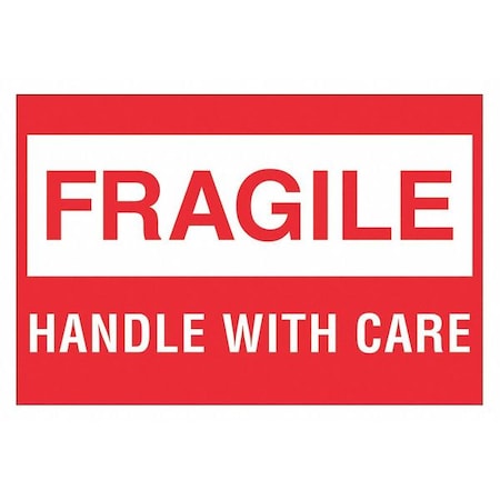 Tape Logic Tape Logic Labels, "Fragile - Handle With Care", 2" x 3", Red/White, 500/Roll DL1051