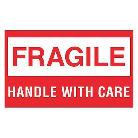 Tape Logic Tape Logic Labels, "Fragile - Handle With Care", 3" x 5", Red/White, 500/Roll DL1070