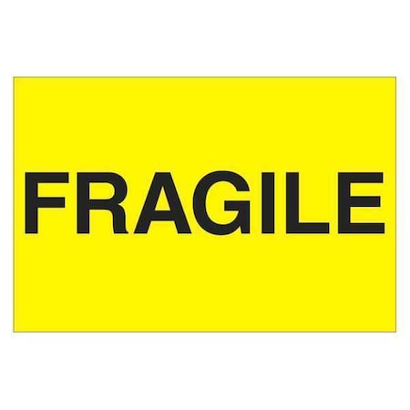 Tape Logic Tape Logic Labels, "Fragile", 2" x 3", Fluorescent Yellow, 500/Roll DL1057