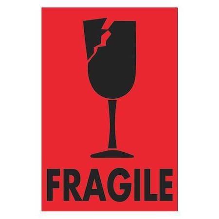 Tape Logic Tape Logic Labels, "Fragile", 2" x 3", Fluorescent Red, 500/Roll DL1075