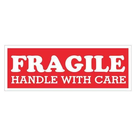 Tape Logic Tape Logic Labels, "Fragile - Handle with Care, " 1-1/2" x 4", Red/White, 500/Roll SCL203