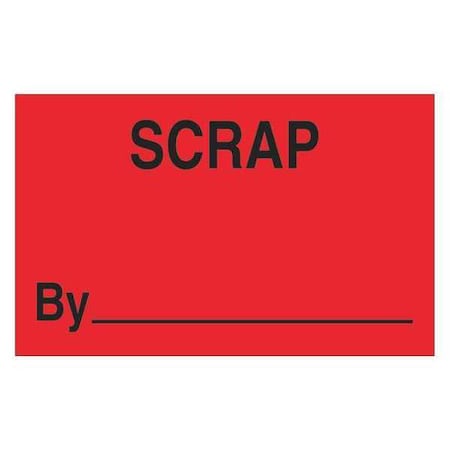 Tape Logic Tape Logic Labels, "Scrap By", 1 1/4" x 2", Fluorescent Red, 500/Roll DL1166