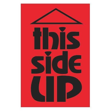 Tape Logic Tape Logic Labels, "This Side Up", 2" x 3", Fluorescent Red, 500/Roll DL1077