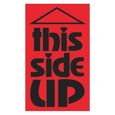 Tape Logic Tape Logic Labels, "This Side Up", 3" x 5", Fluorescent Red, 500/Roll DL1078