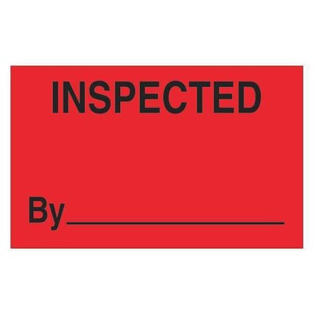 Tape Logic Tape Logic Labels, "Inspected", 1 1/4" x 2", Fluorescent Red, 500/Roll DL1182