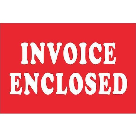 Tape Logic Tape Logic Labels, "Invoice Enclosed", 2" x 3", Red/White, 500/Roll DL1670