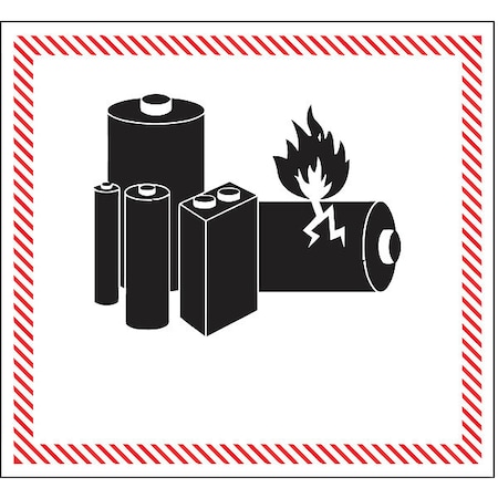 Tape Logic Tape Logic Labels, "Caution - Lithium Battery Handling", 4 5/8" x 5", Black/White/Red, 500/Roll DL1397