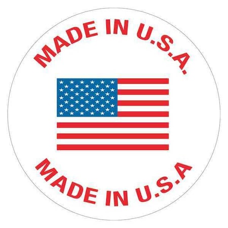 Tape Logic Tape Logic Labels, "Made in U.S.A.", 1" Circle, Red/White/Blue, 500/Roll USA301